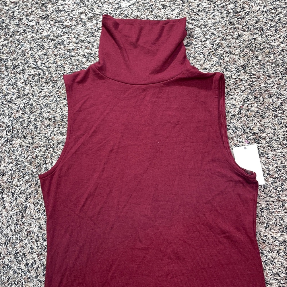 A New Day Knit Mock Neck Sleeveless Maxi Dress Burgundy Woman’s Size M | NWT - Picture 2 of 6